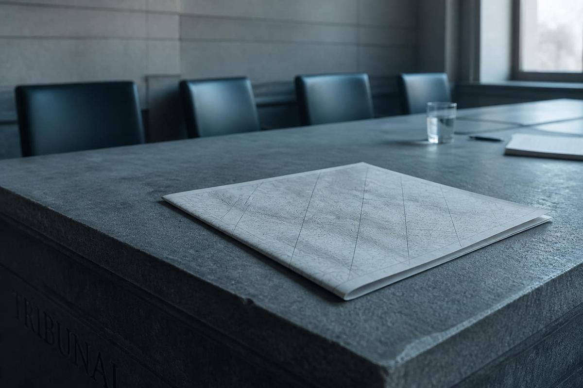 Briefing table with cartographic notes