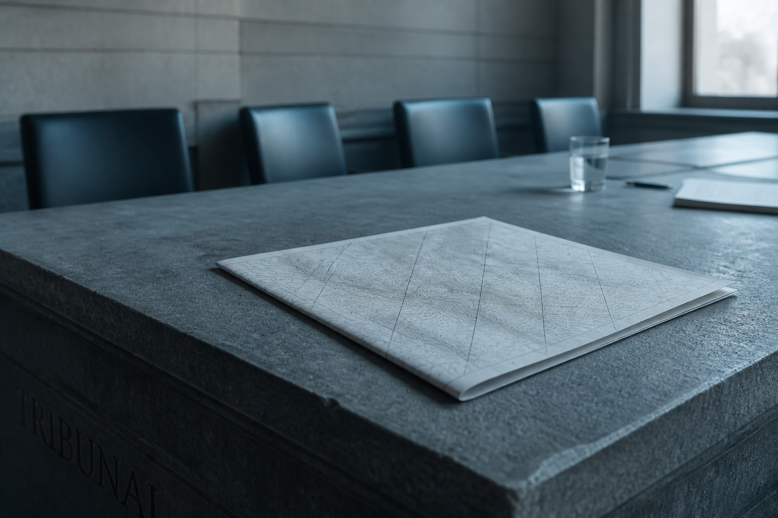 Briefing table with cartographic notes